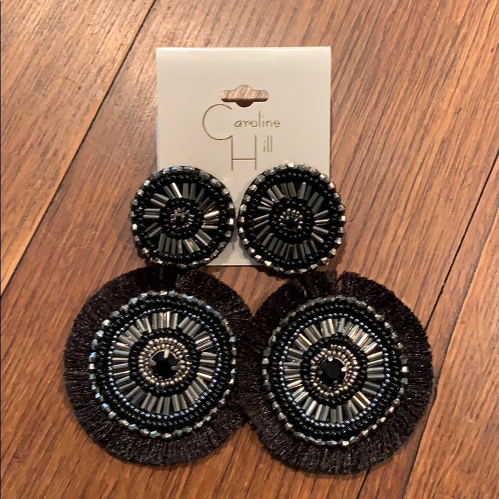 Caroline Hill earings dangle black fringed - Picture 3 of 3